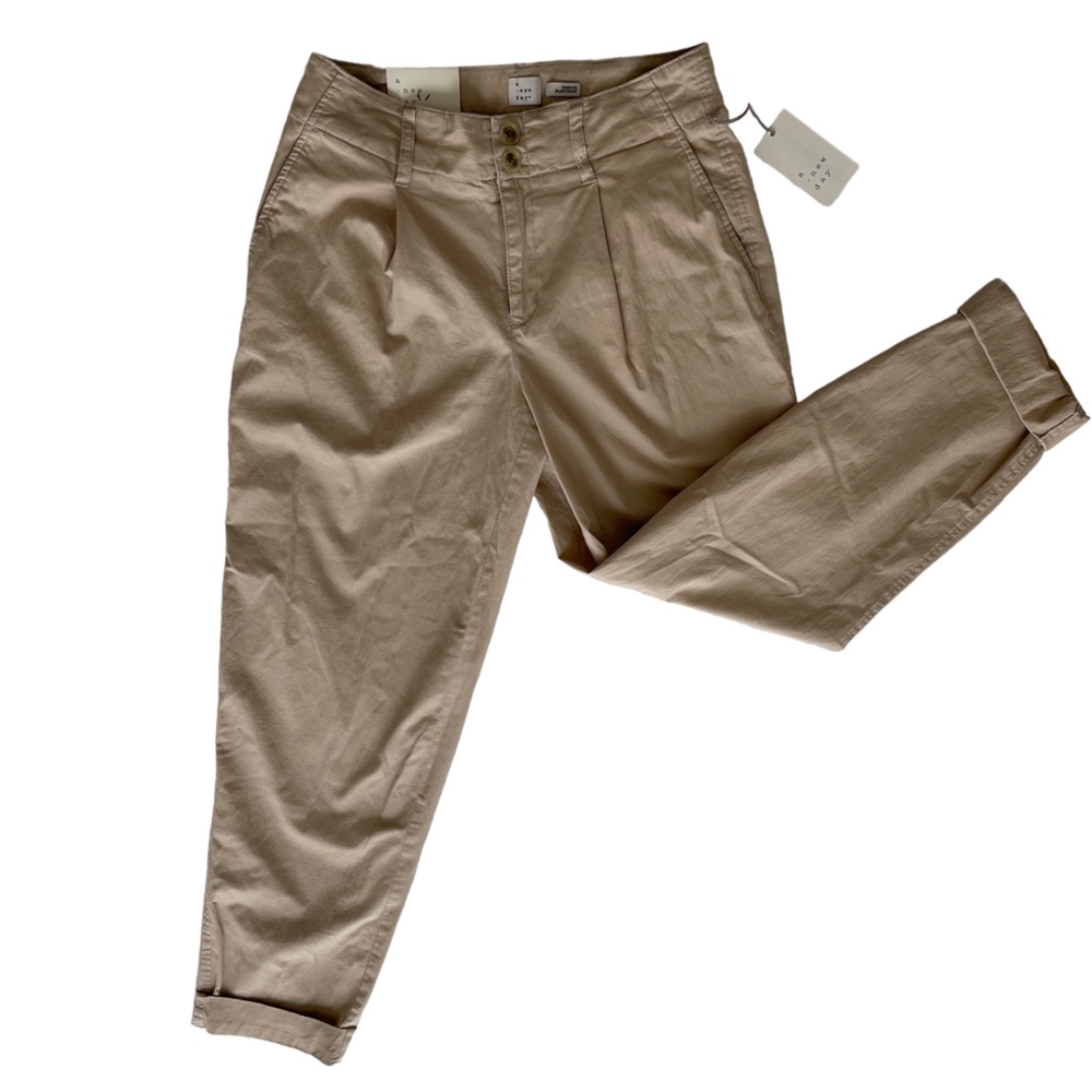NWT- Women's High-Rise Pleat Front Tapered Chino Pants  (Target: A New Day)